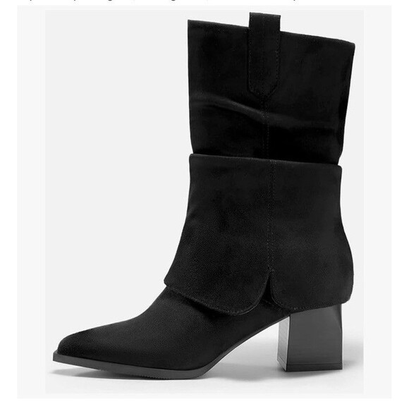 Coutgo Shoes - Coutgo Womens Fold Over Mid Calf BootsSlouchy Poi Black Size 6 NWB